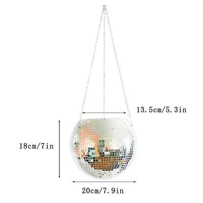 Hanging mirror shaped plastic flower pots gardening baskets disco flower pots