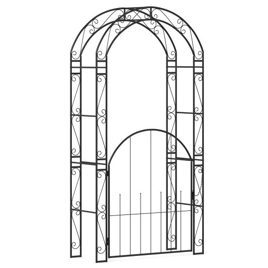 84 Inch Tall Garden Arch Metal Arbor Archway with Gate