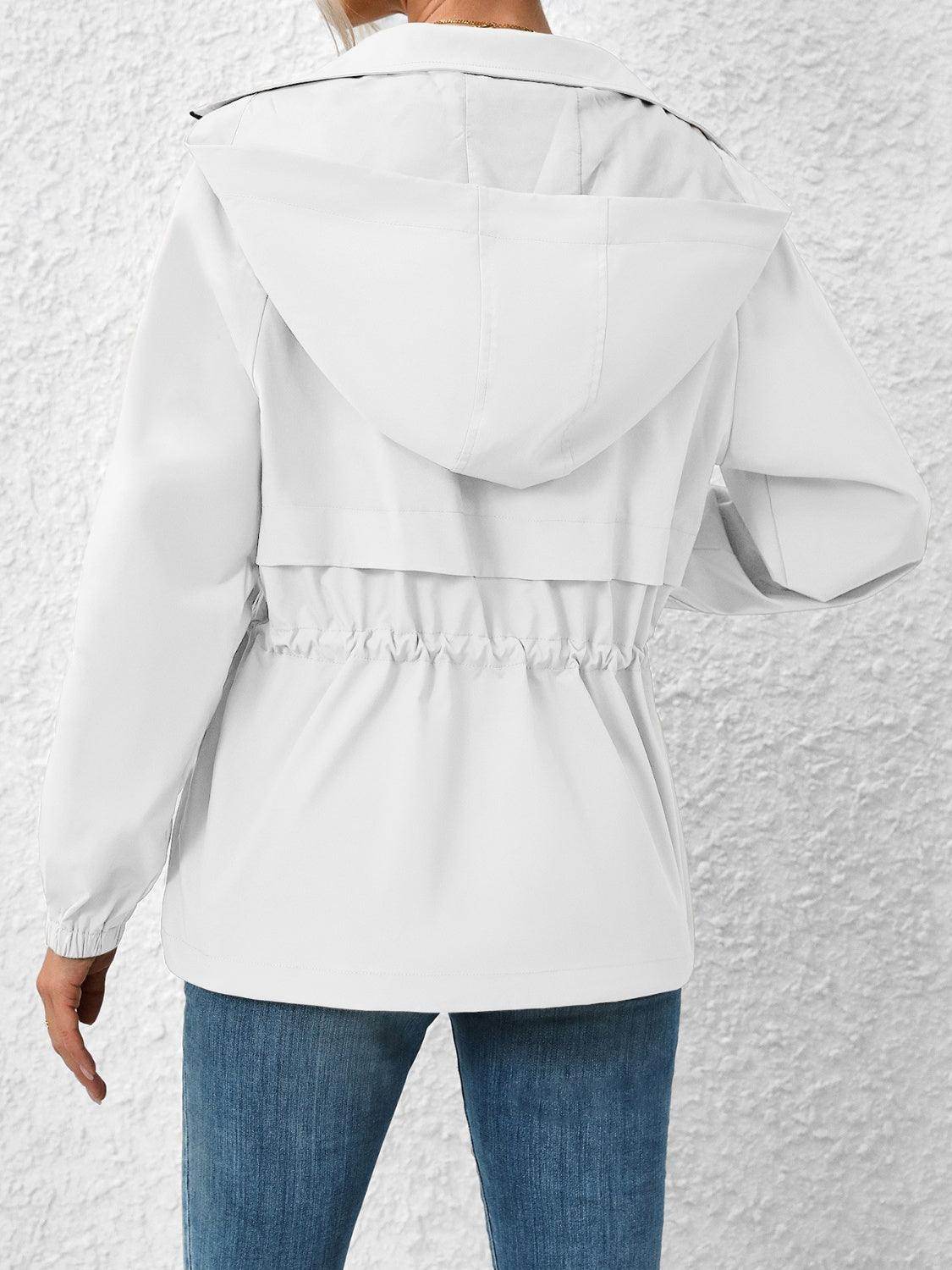Ivy Lane Drawstring Zip Up Hooded Jacket for Women