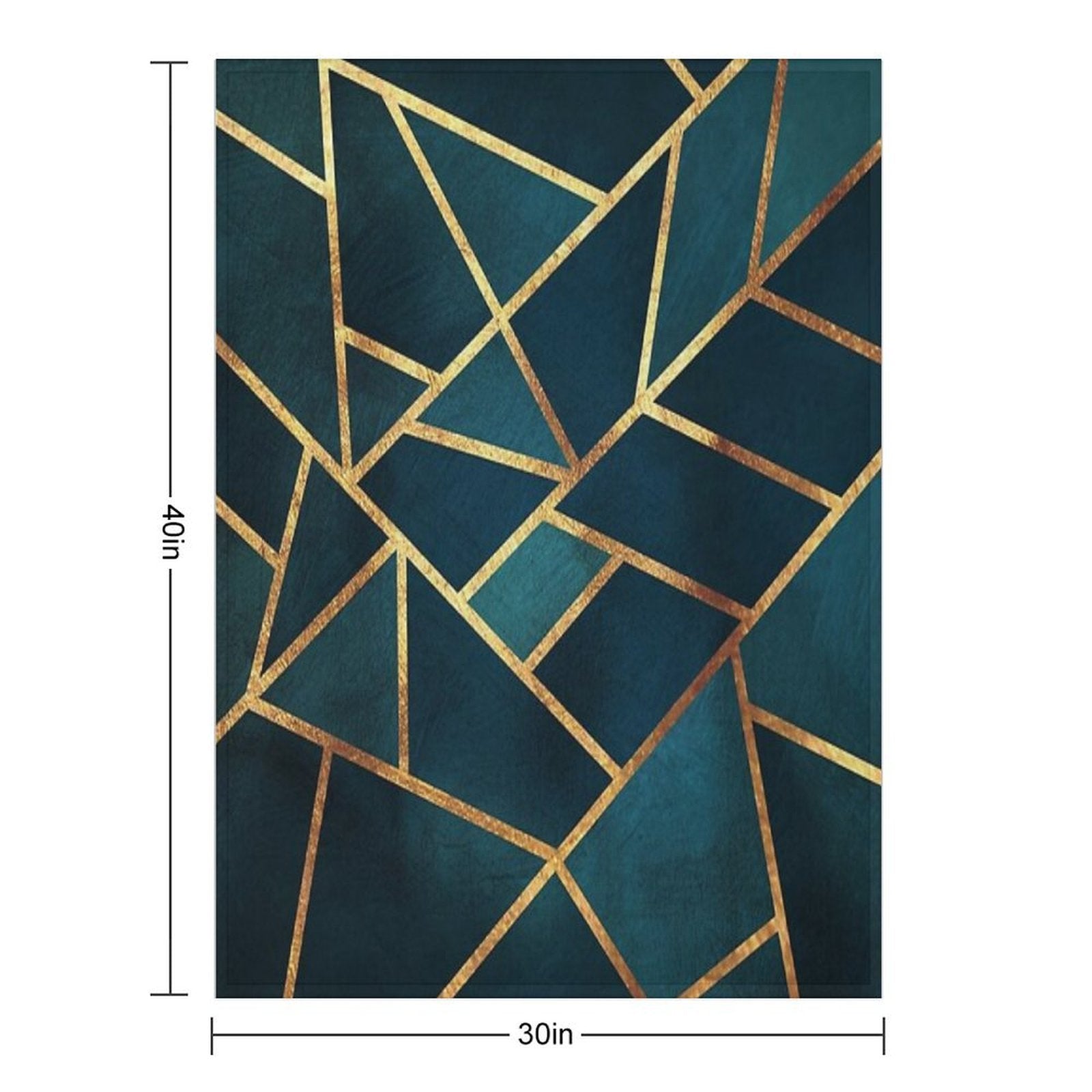 Midnight Green Gold Stone Geometric Gift-ready Throw Blanket