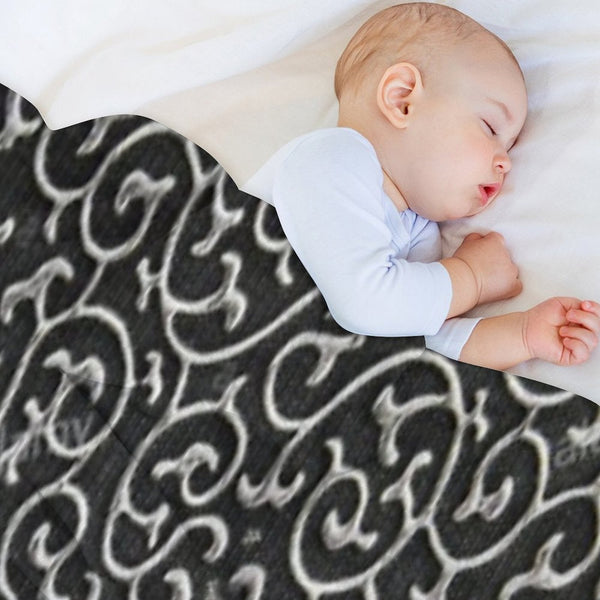 Fabric Design with Black Background Sustainable Throw Blanket