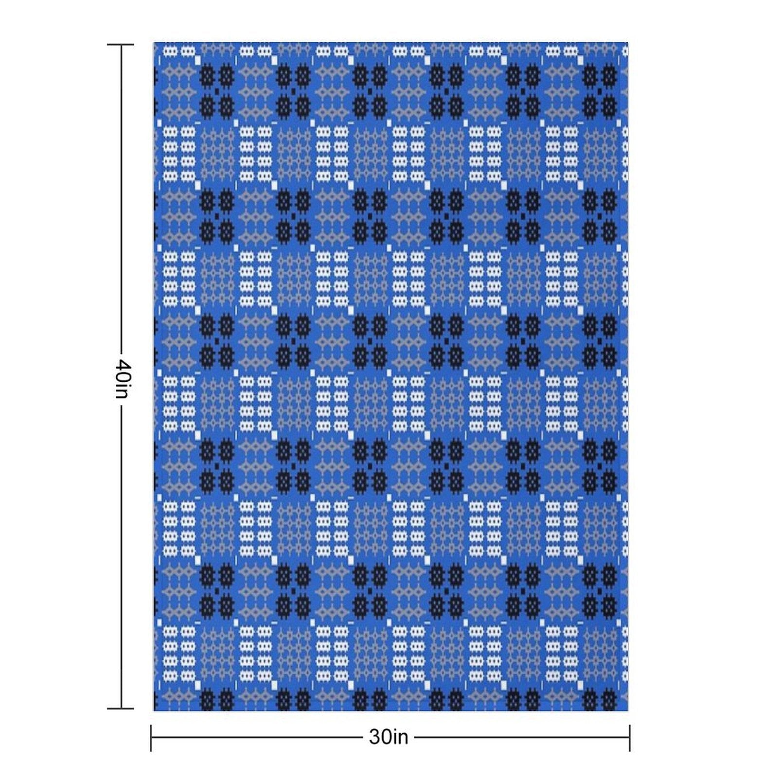 Welsh Tapestry Pattern, Carthen Cymraeg, Cymreig (blue) Gift-ready Throw Blanket