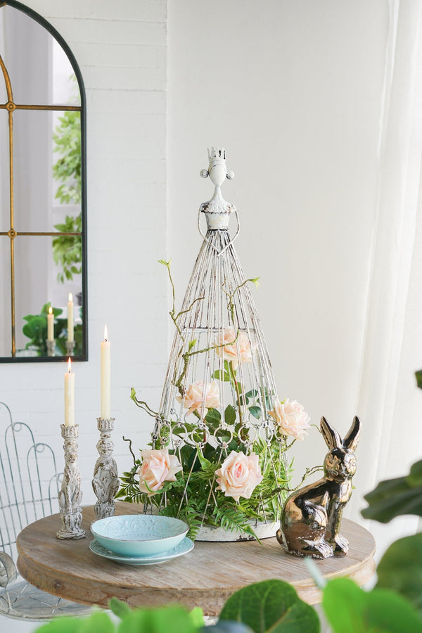 13.5x13.5x34' Distressed White Finish Princess Birdcage Birdhouse, Garden Outdoor Decor