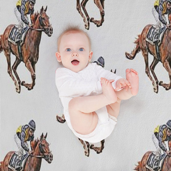Horse Racing Travel-friendly Throw Blanket