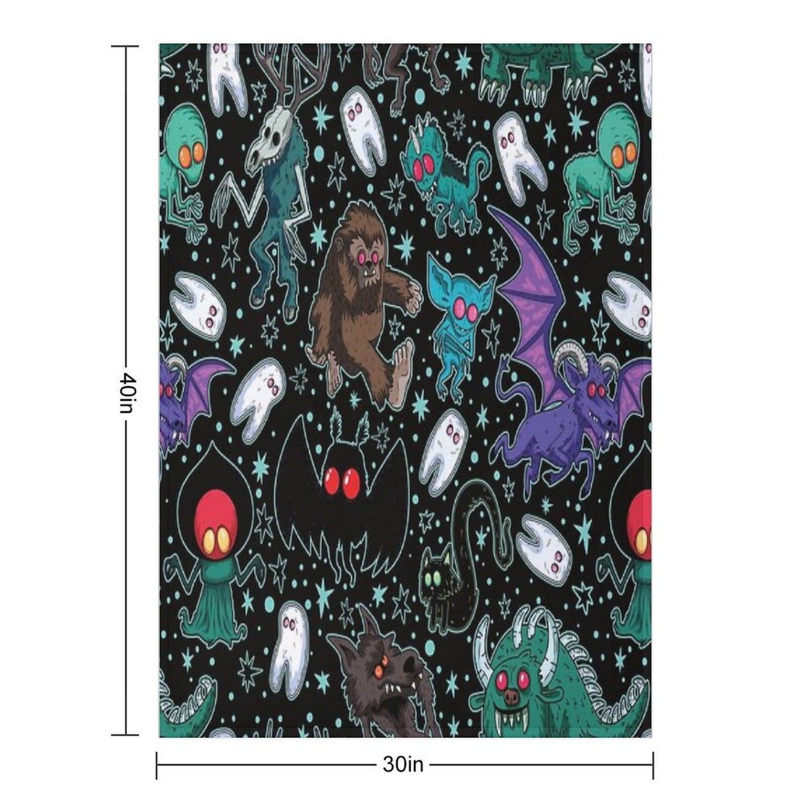 Cryptids Night Black Throw Blanket