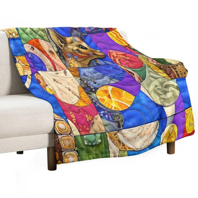 Faux Quilt Tile Pattern Compact Throw Blanket