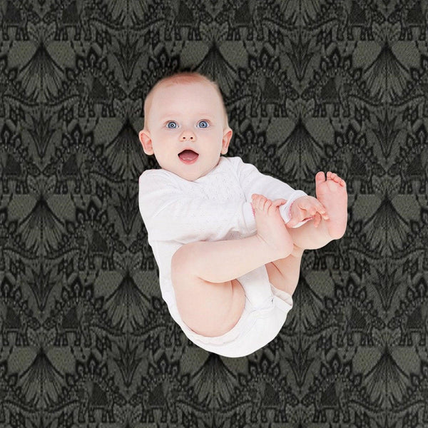 Stegosaurus Lace - Black  Grey Throw Blanket