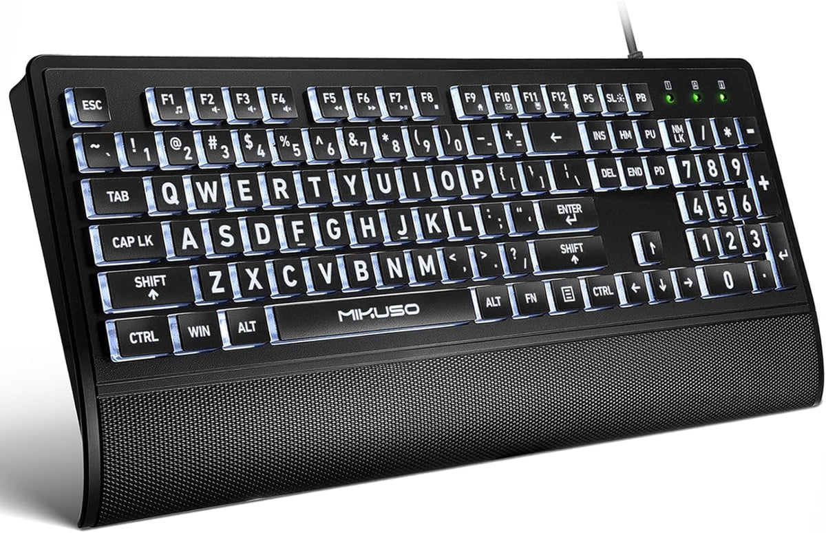 Large Print Backlit Keyboard for Seniors & Visually Impaired