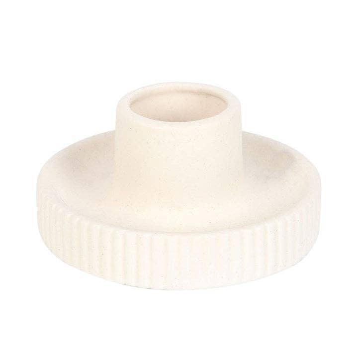 Cream Ribbed Smudge Bowl