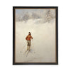 Vintage oil painting of Boy skiing