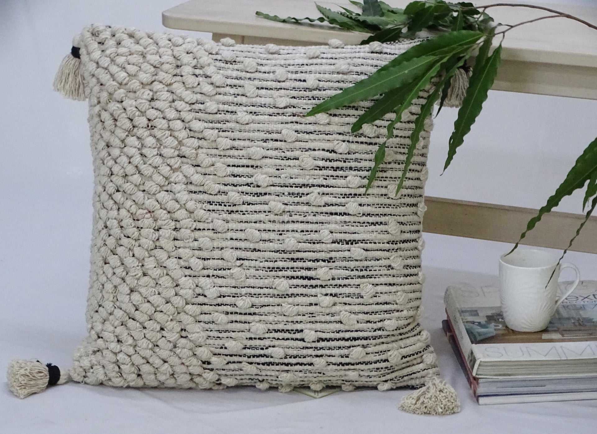 Throw Pillow Cover Beige Woven 20