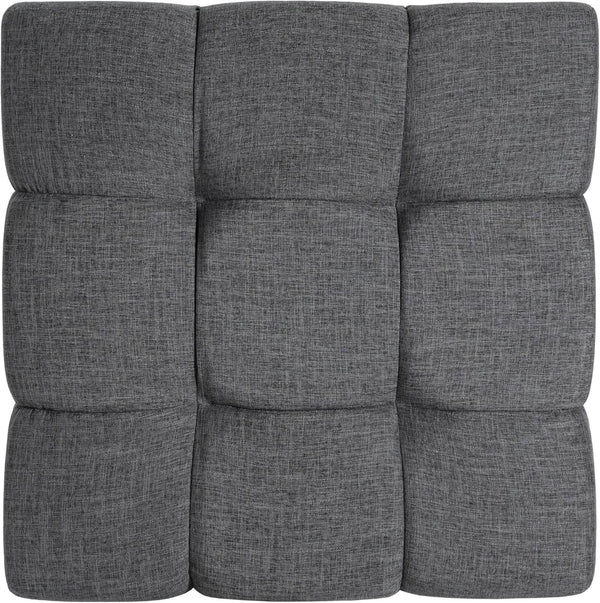 Modern Gray Fabric Ottoman With Walnut Finish WoodFrame