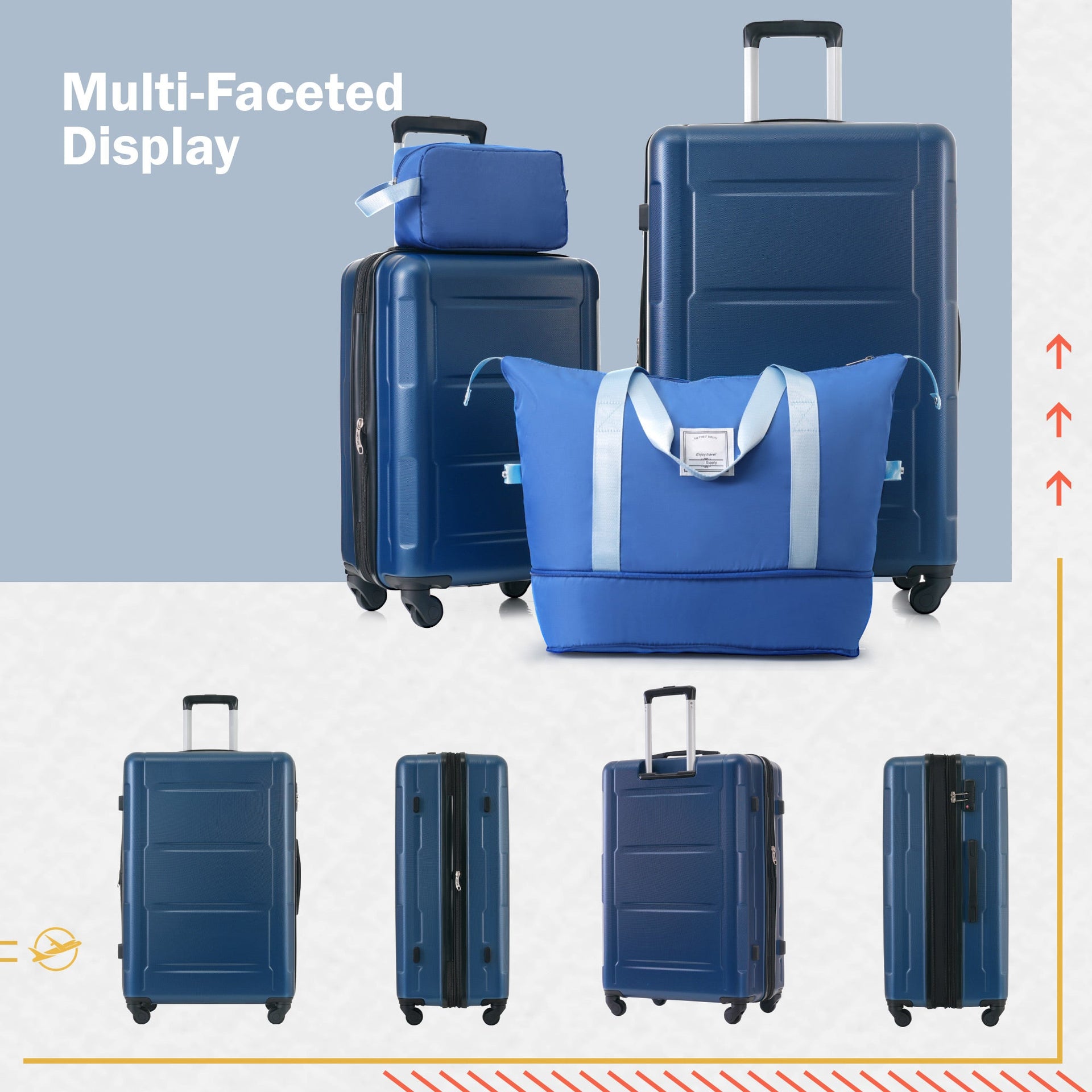 2 Piece Luggage Set with Bags Expanable Spinner Wheels ABS Lightweight Suitcase with TSA Lock 20inch+24inch