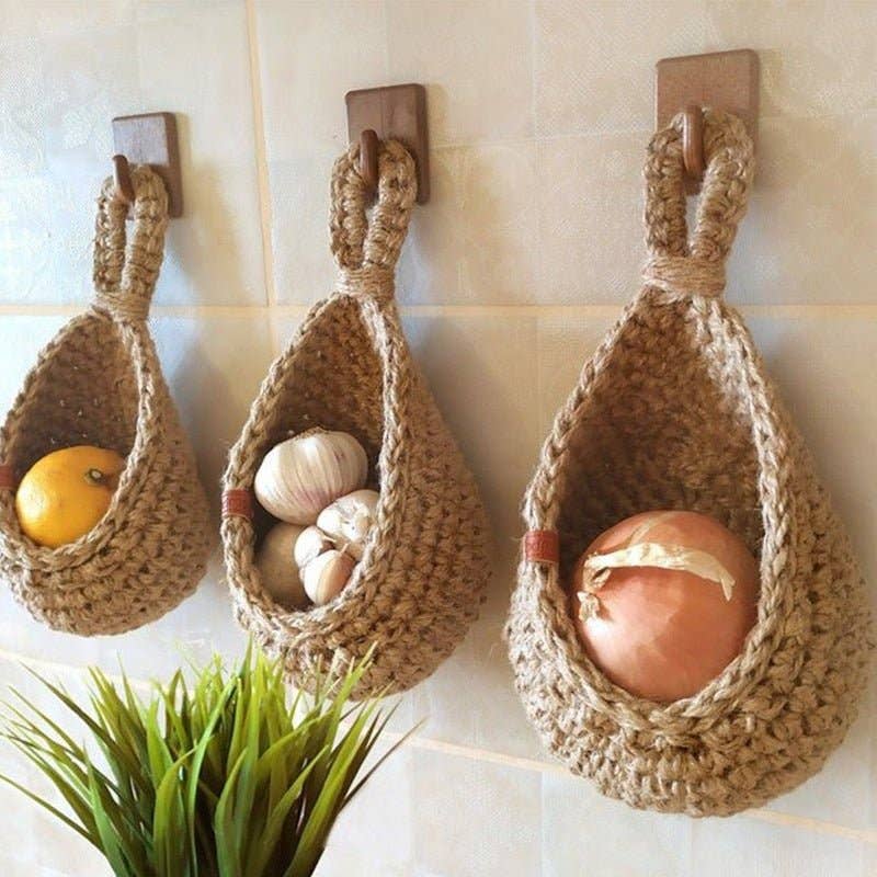 Woven Hanging Baskets – Handmade Storage Solution | Eco Friendly, Boho Decor