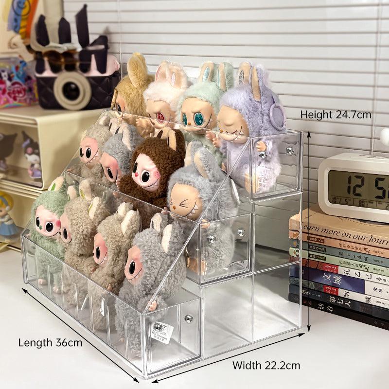 Spacious 3-Layer Display Shelf for Labubu Dolls and Handmade Blind Boxes, Stepped Transparent Acrylic Storage Solution