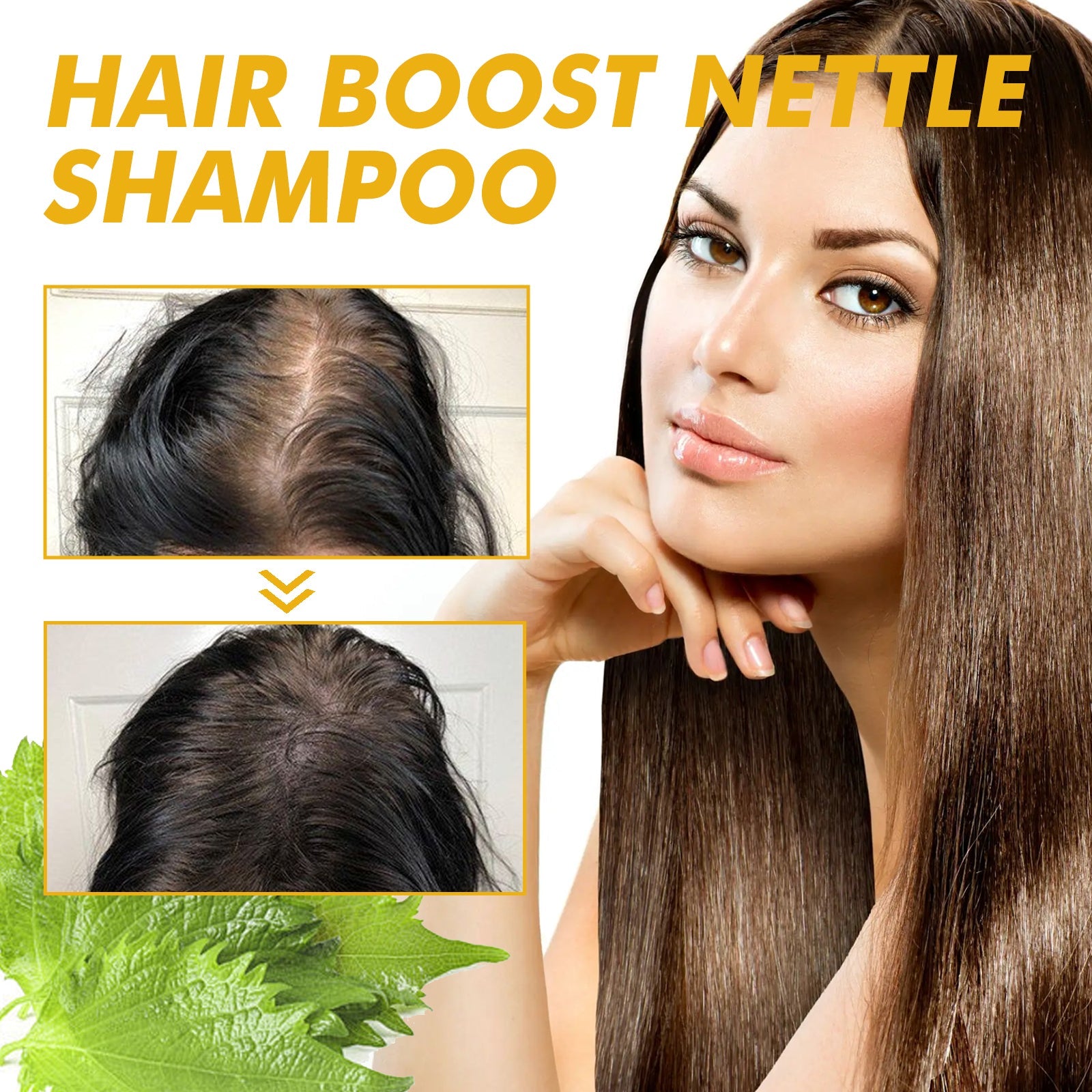 WIYUN Hair Boost Nettle Shampoo, Deep Cleansing Scalp Moisturizing Repair Solid Hair Dense Anti-Fall Smoothing Hair Care Shampoo