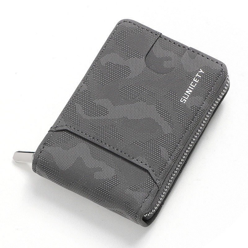 RFID Zipper Large Capacity Certificate Credit Multi Card Man's Organ Card Case PU Camouflage Wallet