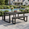 3-Piece Solid Acacia Wood Outdoor Dining Set, Sandblast Dark