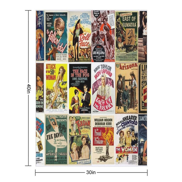 Old Movies Poster Machine-washable Throw Blanket