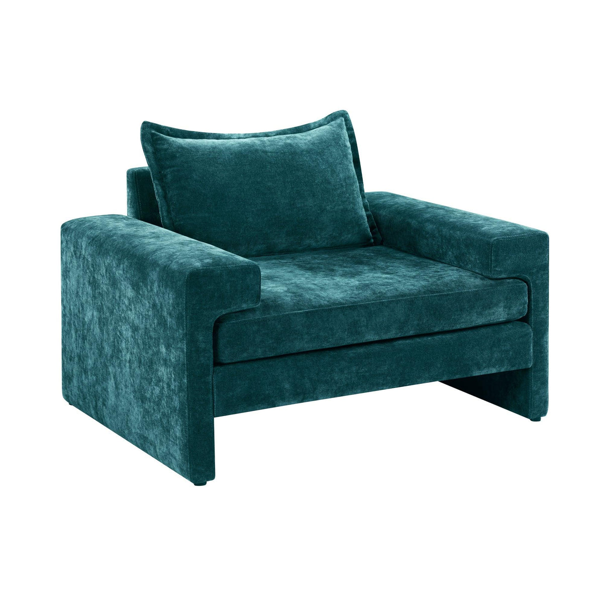 Oversized Green Chenille Accent Chair with Deep Seat & Plush Cushions