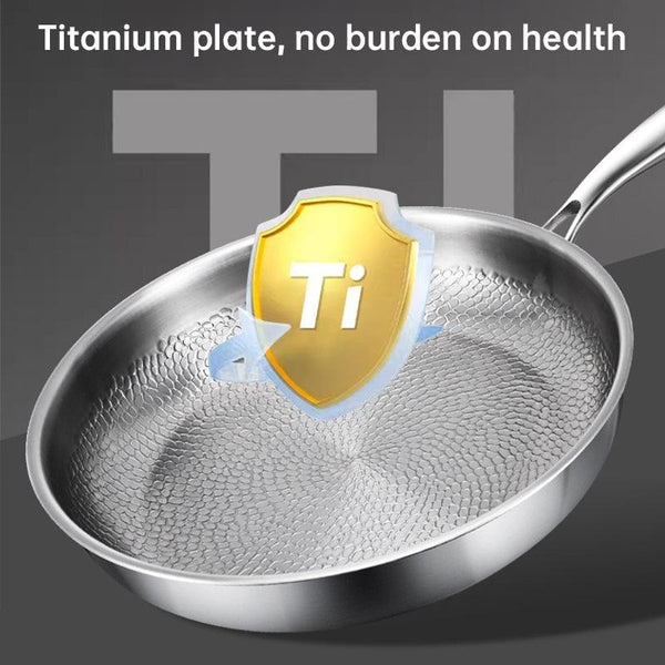 German uncoated pure titanium frying pan with fish - scale hammer pattern. Non - stick, ideal for household steak frying, a piec