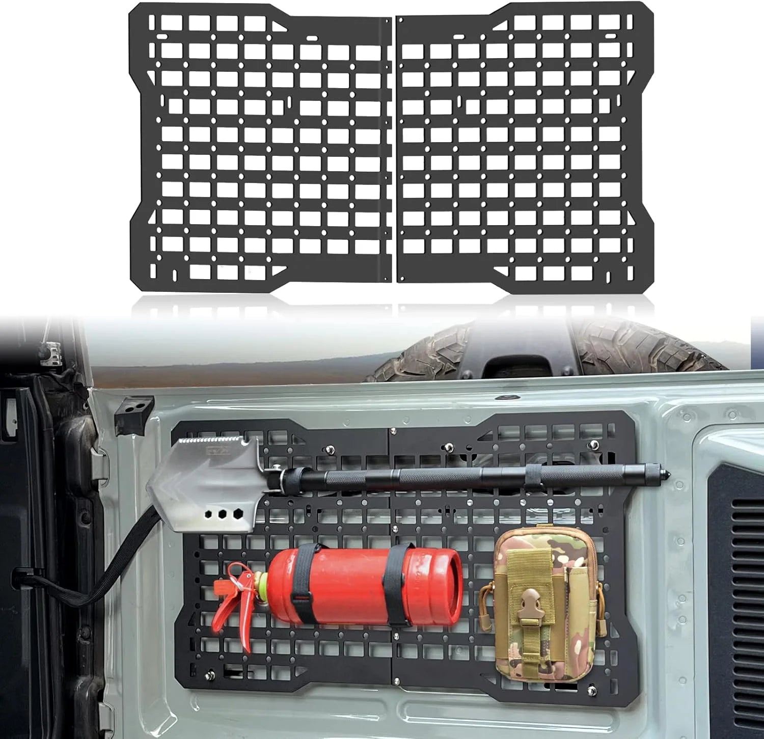 OFF ROAD Tailgate Storage Panel Tailgate Molle Panel Steel Cargo Shelf Storage Luggage Holder Carrier for Ford Bronco Accessorie