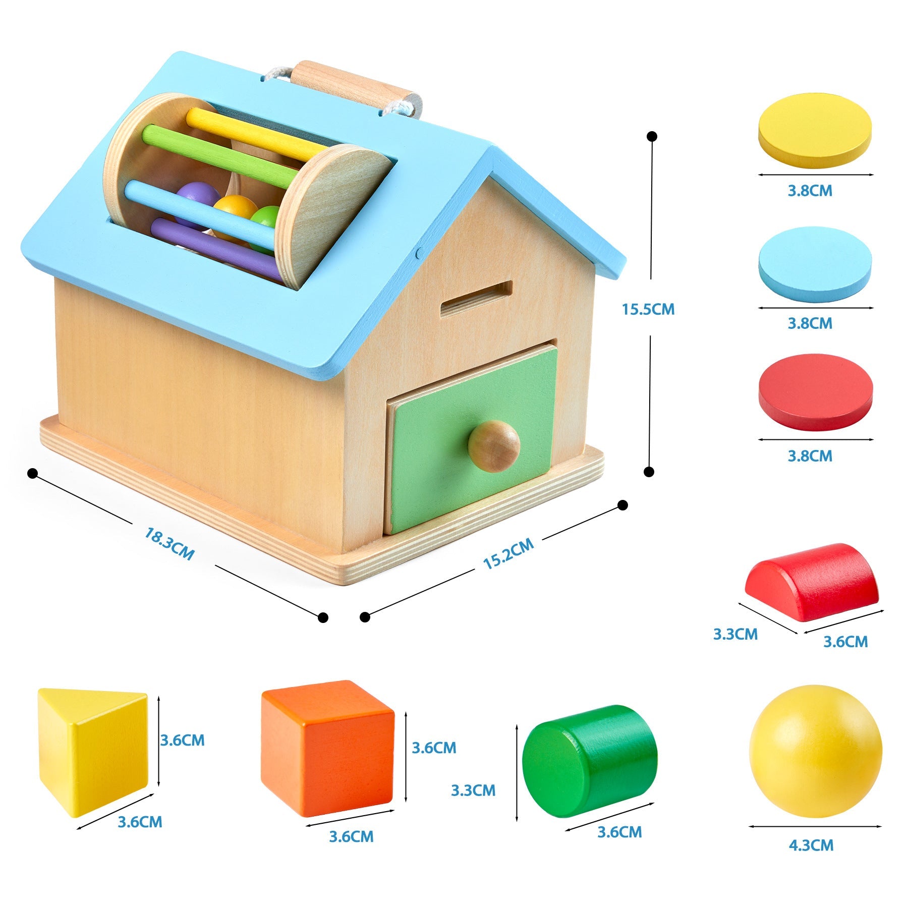 Montessori teaching aids 0-3 baby early education busy house wooden shape matching house drawer box puzzle toy