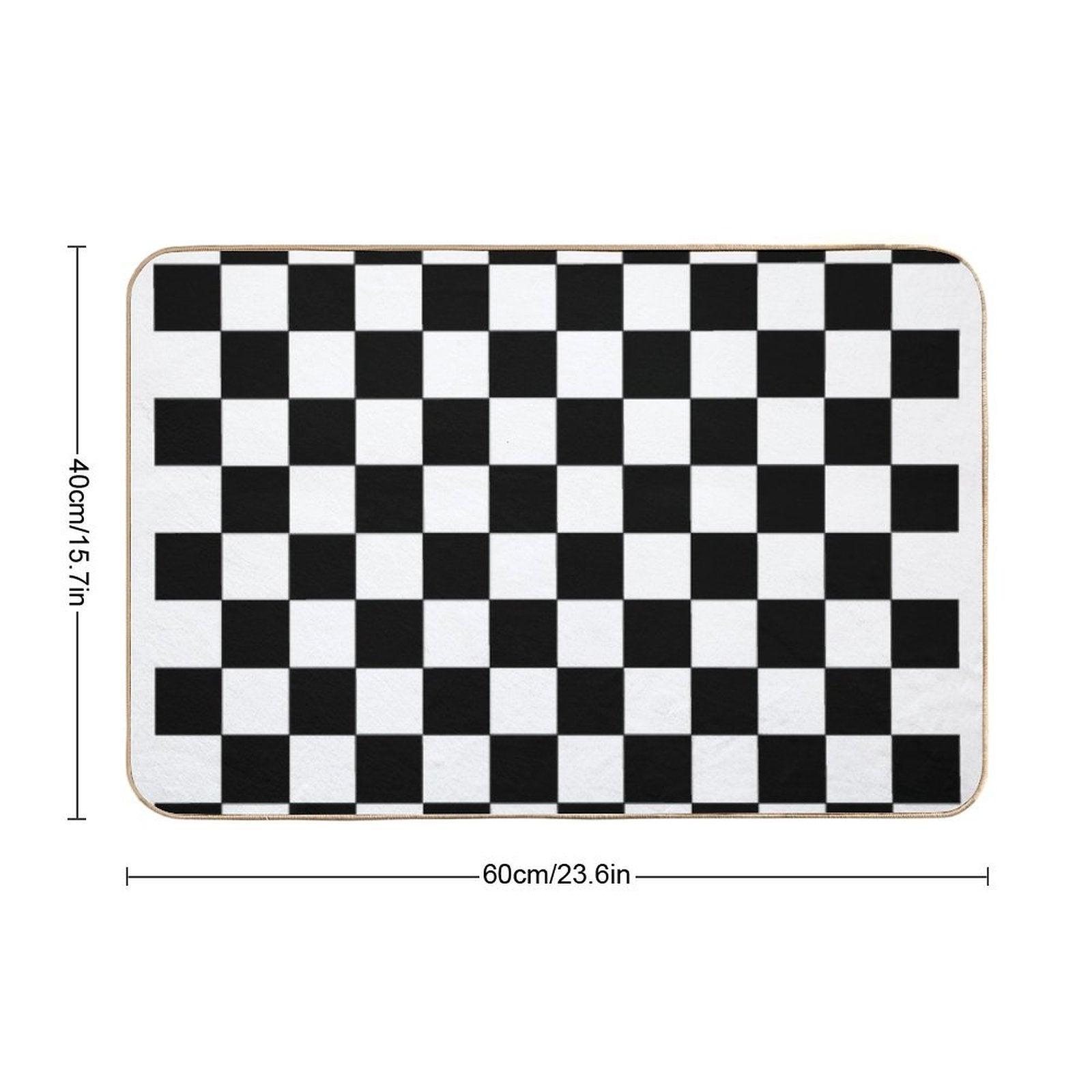 Checkered Black And White Bath Mat