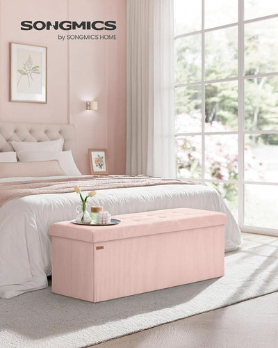 Jelly Pink Foldaway Underbed Storage Ottoman Bench