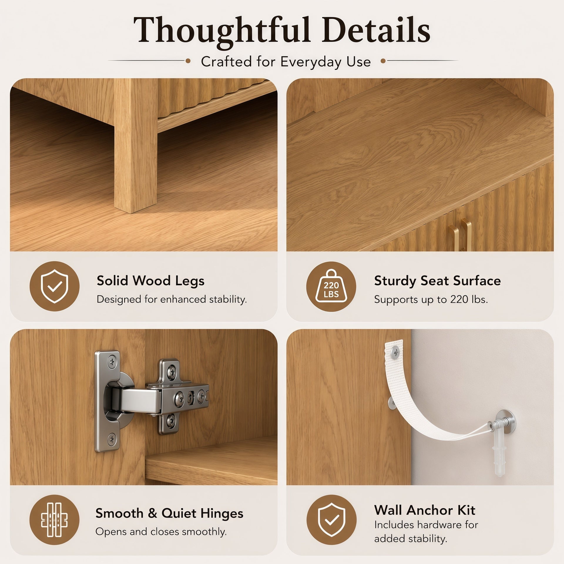 Farmhouse Hall Tree with Storage Bench & Cabinet – Entryway Organizer with Coat Hooks