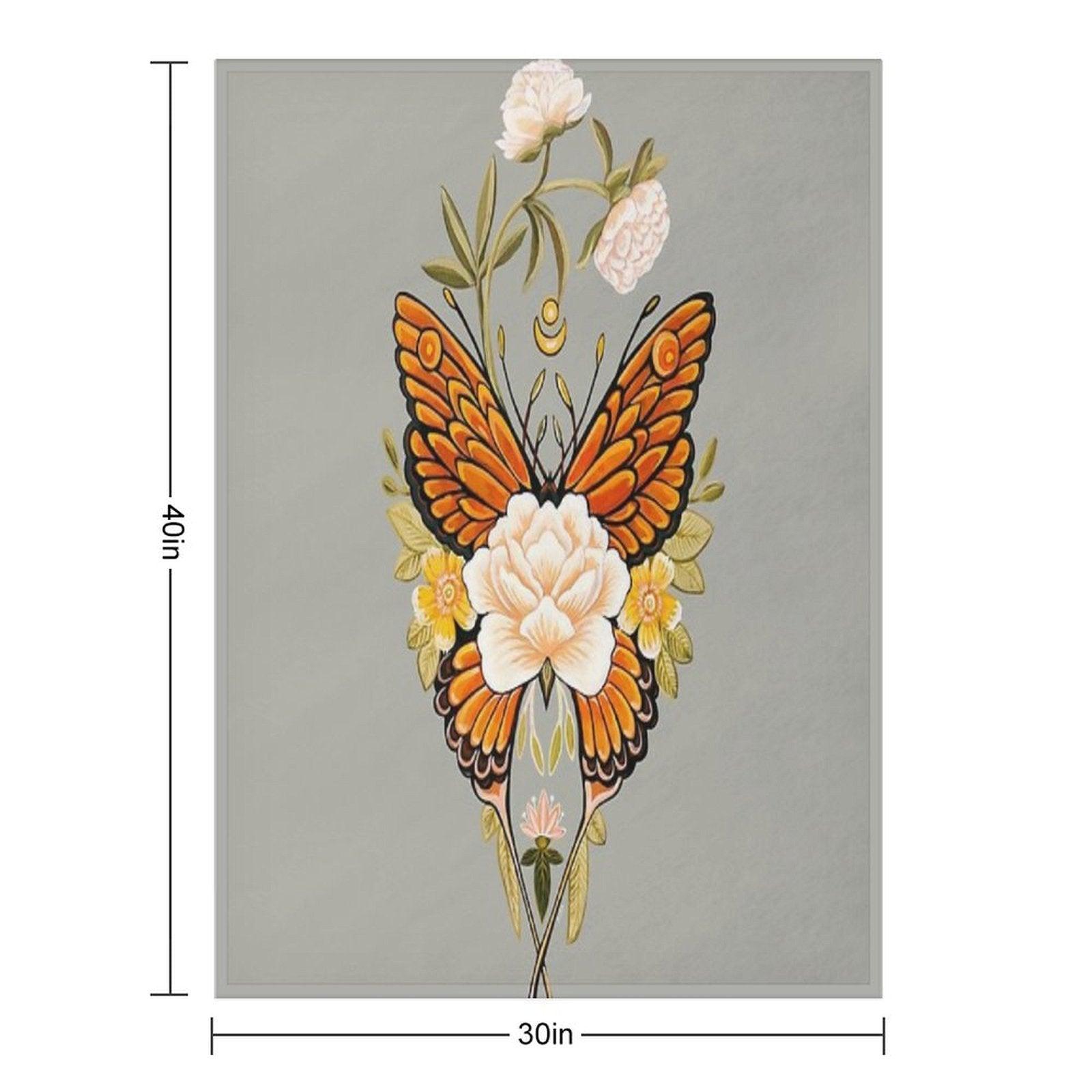 Tattoo Butterfly Peonies Throw Blanket
