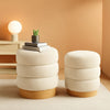 Cream Tufted Sherpa Ottoman Footstool Round Cushion
