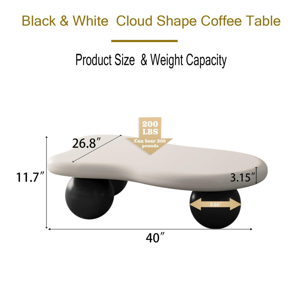 Modern Black & White Cloud Coffee Table