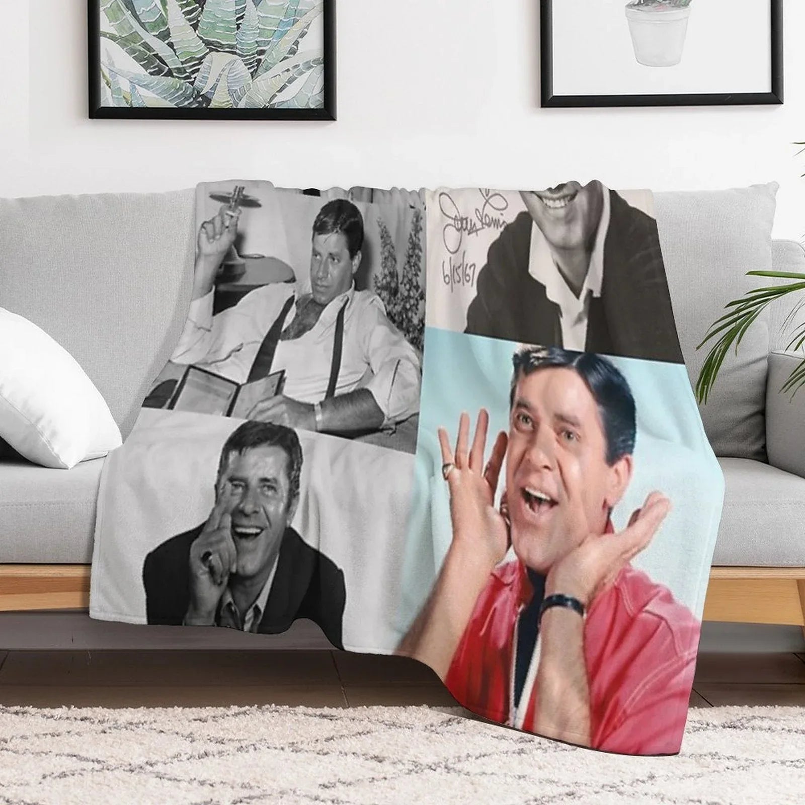 Jerry Lewis Signed Collage Throw Blanket