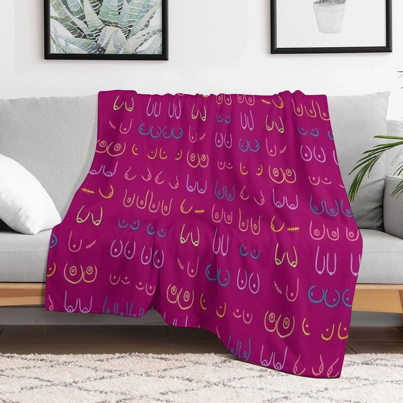 BOOBIES PASTEL PATTERN PINK Throw Blanket