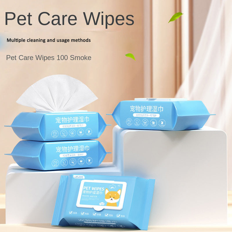 Pet Care Wet Wipes 100 Sheets Dog No-Rinse Cleaning Tissues Cat Eye Care Tear Stain Removal Wipes Wholesale