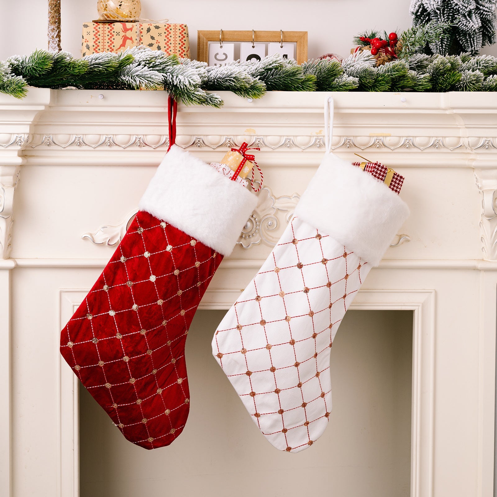 Christmas decoration supplies, high-end Christmas socks, red Christmas stockings, gift bags, tree hanging gift socks