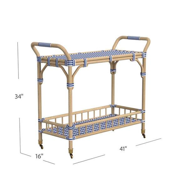 Ventana Blue And White Bar Cart