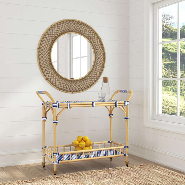 Ventana Blue And White Bar Cart