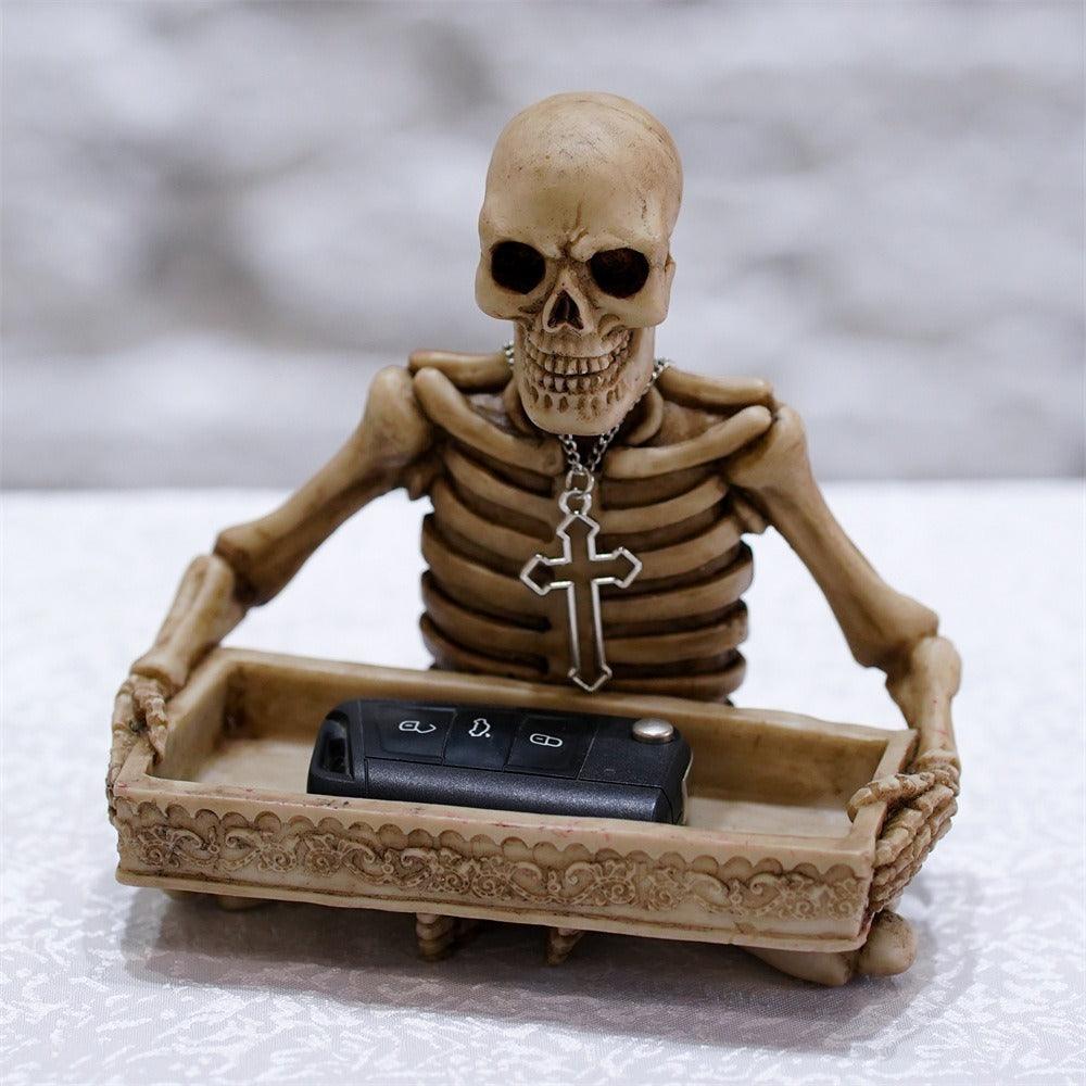 Antique Skull Holding Slot Storage Small Tray