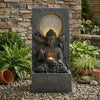 Resin Buddha Wall Panel Outdoor Fountain 28 Inch LED