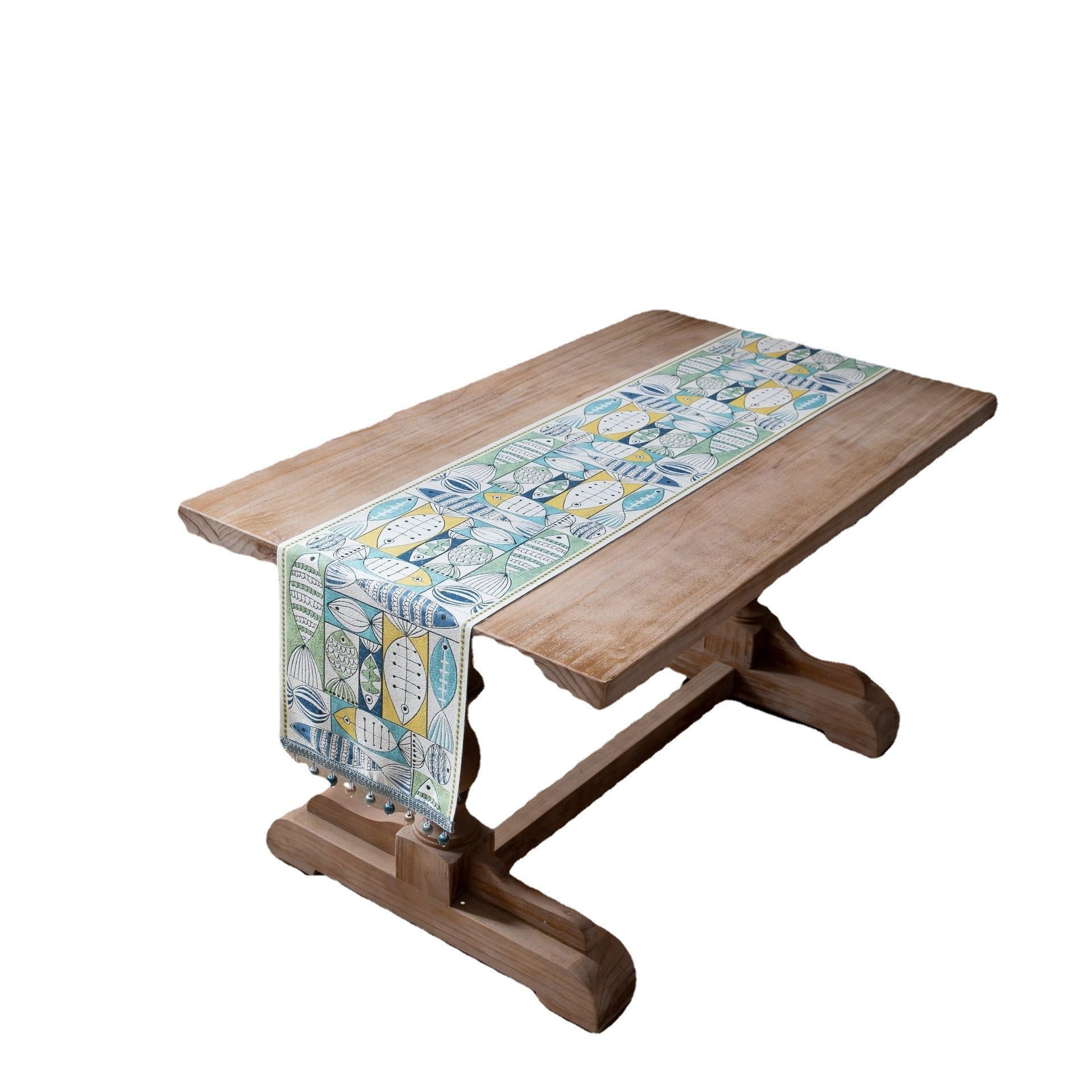 Jacquard table flag small fish green contrasting color dining table fabric holiday coffee table bed flag TV cabinet