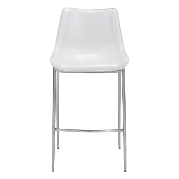 Magnus Barstool (Set of 2) White & Silver
