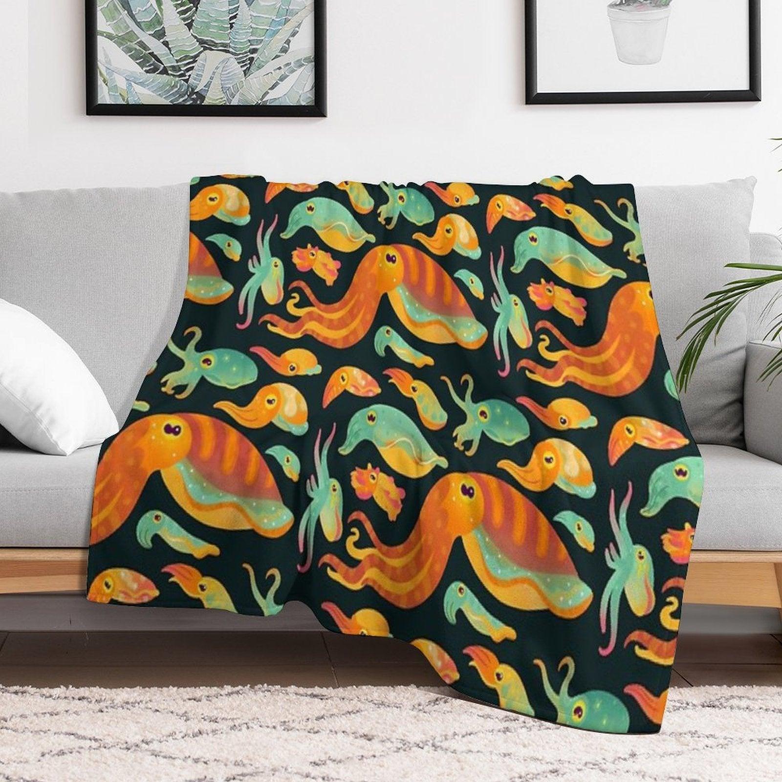 Cuttlefish - Dark Throw Blanket
