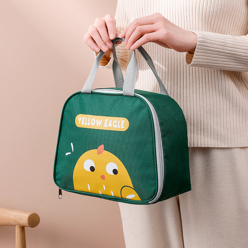 Cute cartoon lunch box bag for students and office workers with side opening, waterproof and thick insulation lunch bag