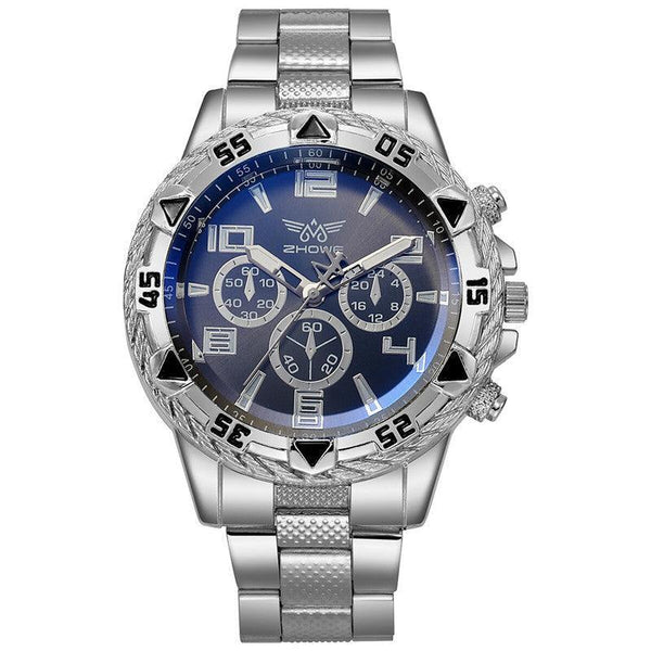 Men's casual sports men's watch steel strap quartz watch large dial