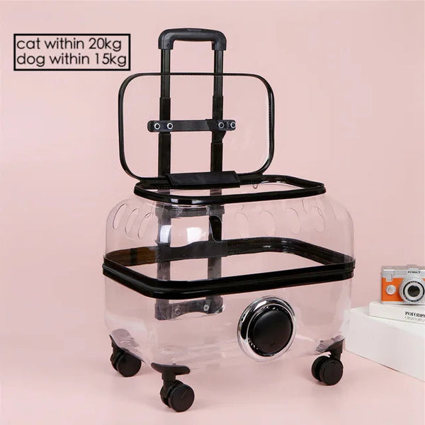 Rolling Pet Travel Trolley with Wheel, Transparent Capsule, Pink, Green, Puppies, Dogs, Cat Carriers Bag, 5-20Kg