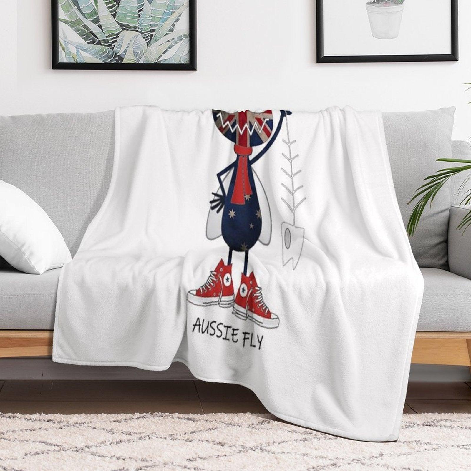 Aussie Fly Cartoon Critter Throw Blanket