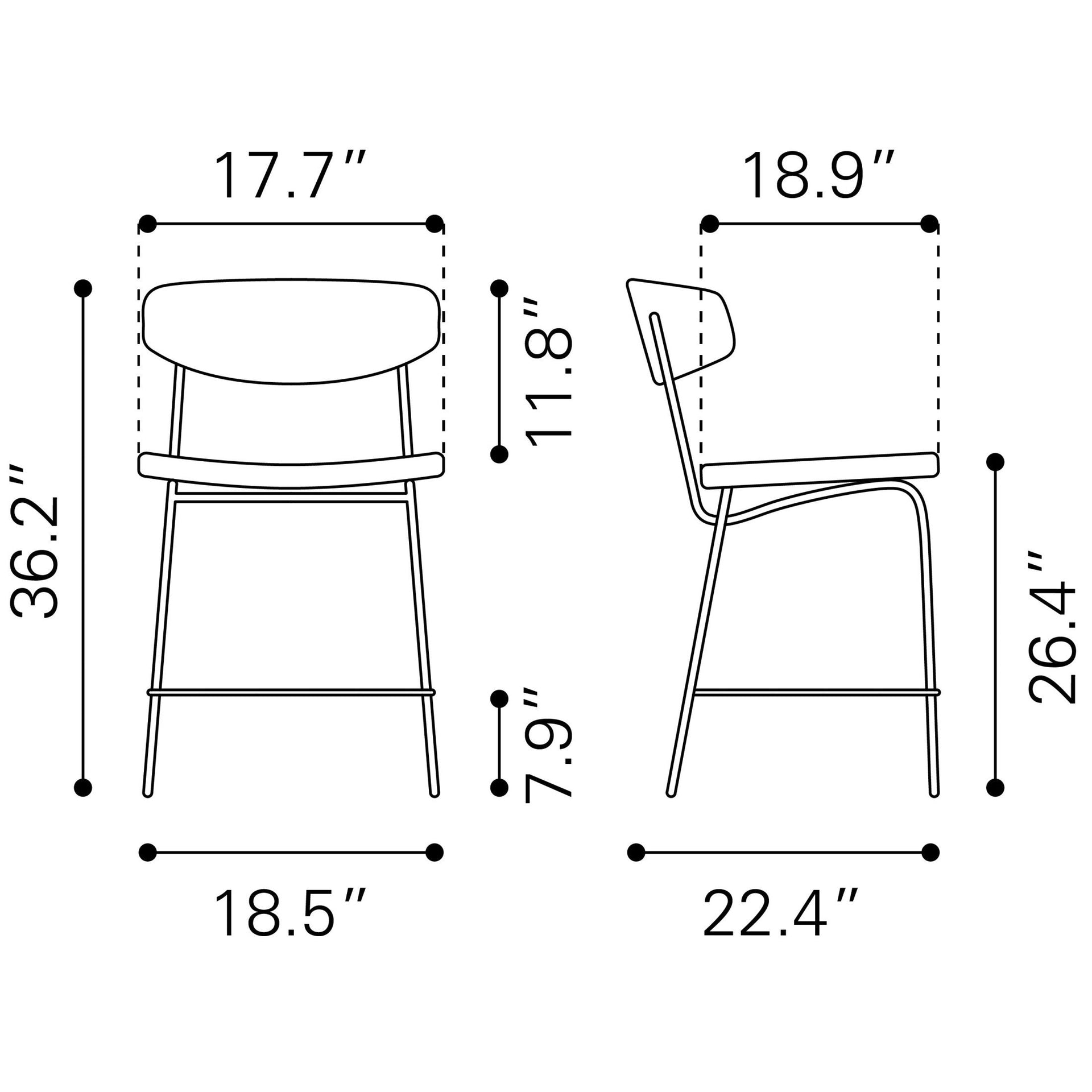 Charon Counter Stool (Set of 2) Vintage Black