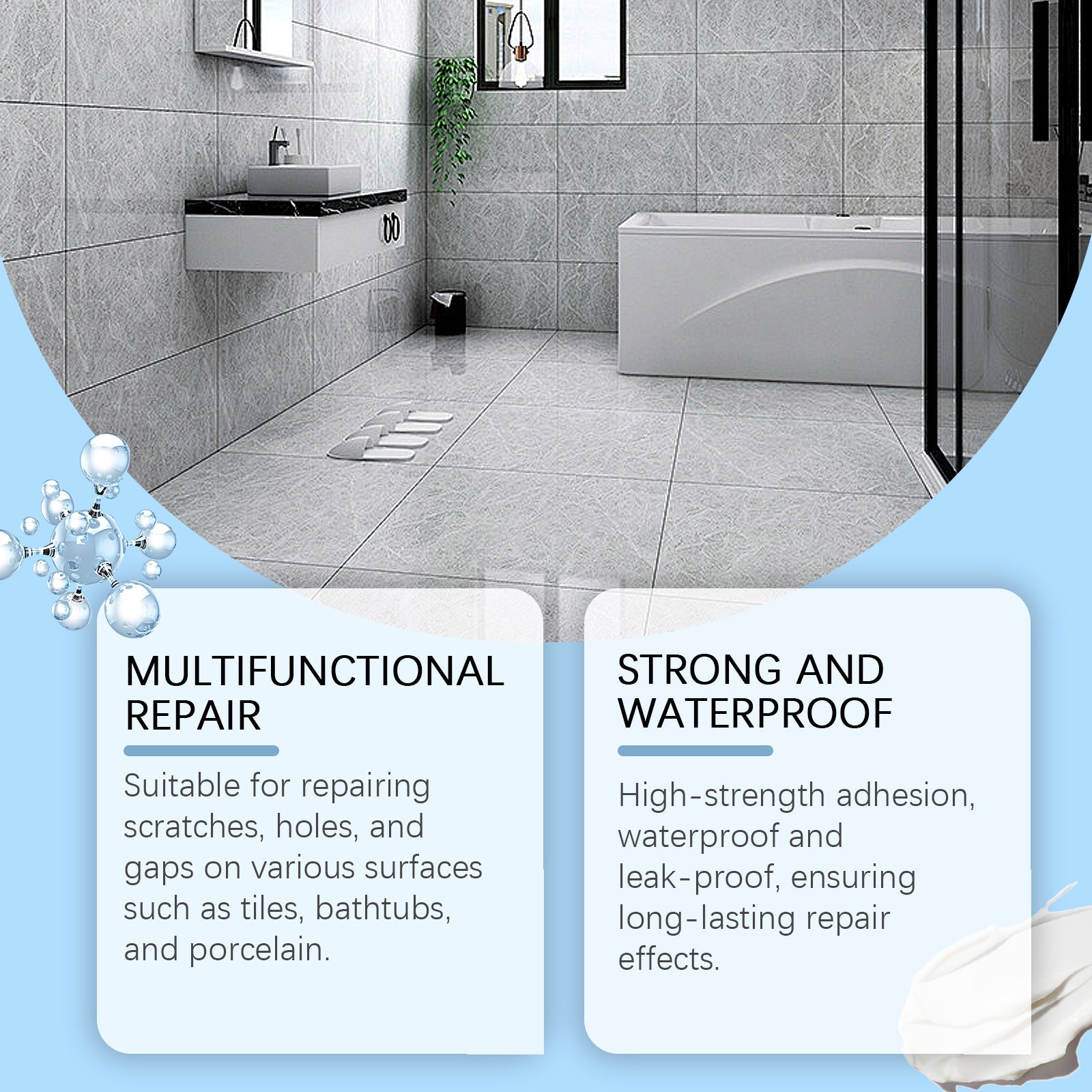 Tile Repair Glue, Living Room Bathroom Wall Tile Repair Leak Gap Waterproof Sealing Tile Repair Glue